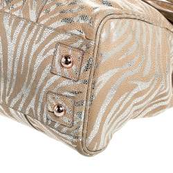 Pre Owned Mulberry Metallic Silver/Beige Zebra Leather Bayswater Satchel