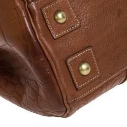 Pre Owned Mulberry Brown Croc Embossed Leather Bayswater Satchel