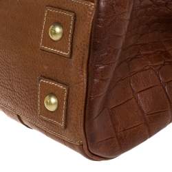 Pre Owned Mulberry Brown Croc Embossed Leather Bayswater Satchel