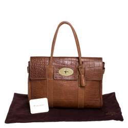 Pre Owned Mulberry Brown Croc Embossed Leather Bayswater Satchel