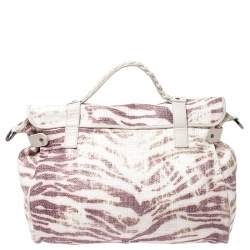 Pre Owned Mulberry Multicolor Tiger Print Straw Alexa Satchel