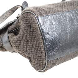Mulberry Metallic Woven Fabric and Leather Alexa Top Handle Bag