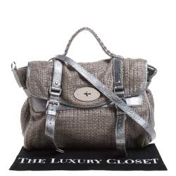 Mulberry Metallic Woven Fabric and Leather Alexa Top Handle Bag