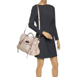 Mulberry Cream Python Embossed Leather Oversized Alexa Satchel