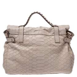 Mulberry Cream Python Embossed Leather Oversized Alexa Satchel