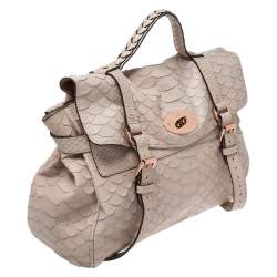 Mulberry Cream Python Embossed Leather Oversized Alexa Satchel