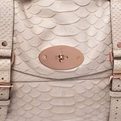 Mulberry Cream Python Embossed Leather Oversized Alexa Satchel