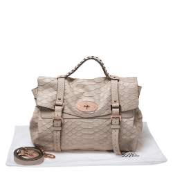Mulberry Cream Python Embossed Leather Oversized Alexa Satchel