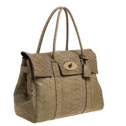 Mulberry Olive Green Python Embossed Leather Bayswater Satchel