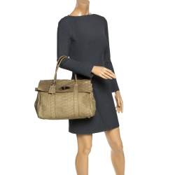 Mulberry Olive Green Python Embossed Leather Bayswater Satchel
