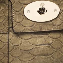 Pre Owned Mulberry Olive Green Python Embossed Leather Bayswater Satchel