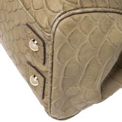 Pre Owned Mulberry Olive Green Python Embossed Leather Bayswater Satchel