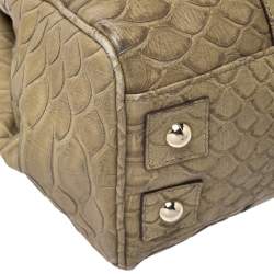 Pre Owned Mulberry Olive Green Python Embossed Leather Bayswater Satchel