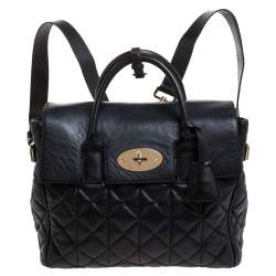 Pre Owned Mulberry Black Quilted Leather Cara Delevingne Convertible Bag
