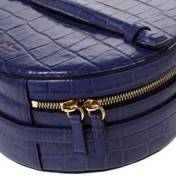 Pre Owned Mulberry Purple Croc Embossed Leather Trunk Bag	