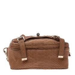 Pre Owned Mulberry Light Brown Python Embossed Leather Alexa Camera Bag