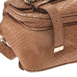 Pre Owned Mulberry Light Brown Python Embossed Leather Alexa Camera Bag