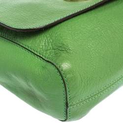 Pre Owned Mulberry Green Leather Small Lily Shoulder Bag