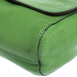 Pre Owned Mulberry Green Leather Small Lily Shoulder Bag