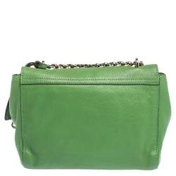 Pre Owned Mulberry Green Leather Small Lily Shoulder Bag