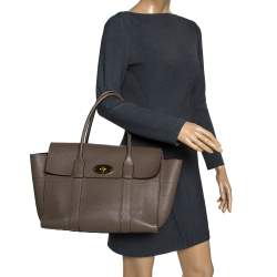 Pre Owned Mulberry Khaki Leather Bayswater Satchel
