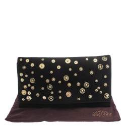 Pre Owned Mulberry Black Suede Studded Flap Clutch