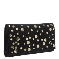Pre Owned Mulberry Black Suede Studded Flap Clutch