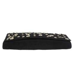 Pre Owned Mulberry Black Suede Studded Flap Clutch