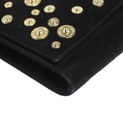 Pre Owned Mulberry Black Suede Studded Flap Clutch