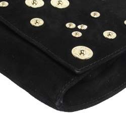 Pre Owned Mulberry Black Suede Studded Flap Clutch