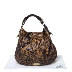 Pre Owned Mulberry Brown/Black Leopard Print Leather Mitzy Hobo