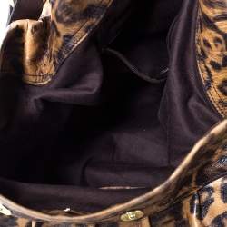 Pre Owned Mulberry Brown/Black Leopard Print Leather Mitzy Hobo