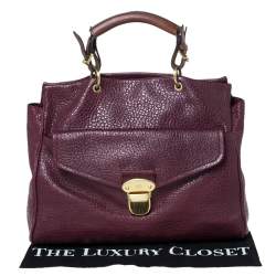 Mulberry Burgundy Grained Leather Polly Push Lock Tote