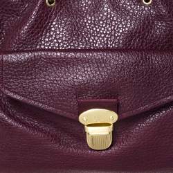 Mulberry Burgundy Grained Leather Polly Push Lock Tote