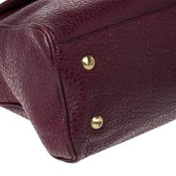 Mulberry Burgundy Grained Leather Polly Push Lock Tote