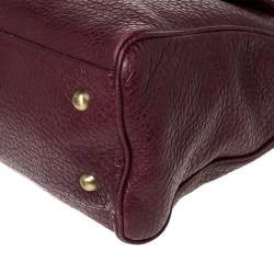 Mulberry Burgundy Grained Leather Polly Push Lock Tote