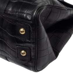 Pre Owned Mulberry Black Croc Embossed Leather Bayswater Satchel