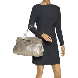 Mulberry Metallic Gold Crinkle Leather Bayswater Satchel
