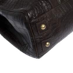 Pre Owned Mulberry Dark Brown Croc Embossed Leather Bayswater Satchel