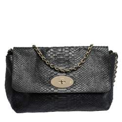 Mulberry Black Python Embossed Leather Lily Crossbody Bag