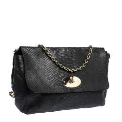 Mulberry Black Python Embossed Leather Lily Crossbody Bag