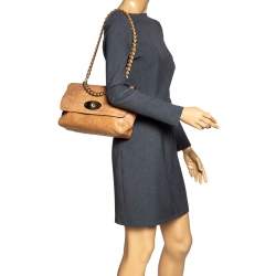 Mulberry Light Brown Croc Embossed Leather Lily Top Handle Bag