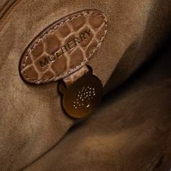  Mulberry Light Brown Croc Embossed Leather Lily Top Handle Bag