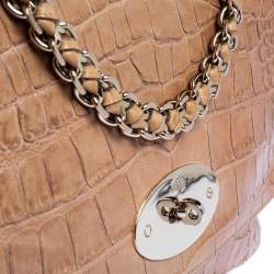  Mulberry Light Brown Croc Embossed Leather Lily Top Handle Bag
