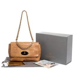  Mulberry Light Brown Croc Embossed Leather Lily Top Handle Bag