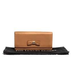Pre Owned Mulberry Beige Leather Bow Continental Wallet