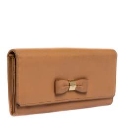 Pre Owned Mulberry Beige Leather Bow Continental Wallet