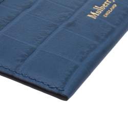 Pre Owned Mulberry Blue Croc Embossed Leather Card Holder