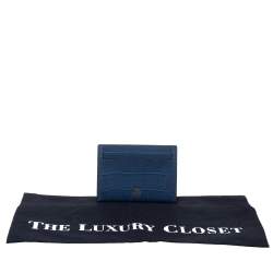 Pre Owned Mulberry Blue Croc Embossed Leather Card Holder