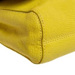 Pre Owned Mulberry Yellow Lizard Embossed Leather Shoulder Bag